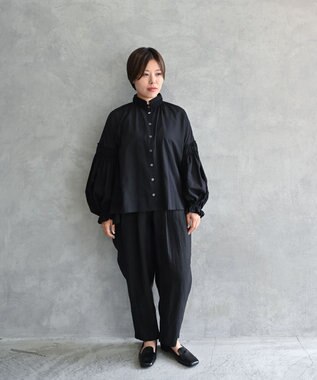 muuc 〈高品質ベルギーリネン100%〉〈オンオフ着られる〉リネンイージーパンツ ブラック