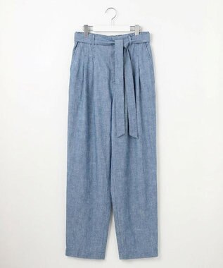  コットンリネンシャンブレーテーパード パンツ