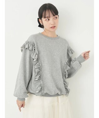 earth music&ecology フリルスウェットプルオーバー Light Gray