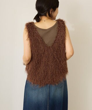 AMERICAN HOLIC 【前後2way】サイドスリットシャギーベスト Brown