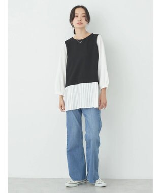 earth music&ecology プリーツドッキングプルオーバー Black