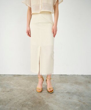 GRACE CONTINENTAL ラッセルメッシュスカート ベージュ