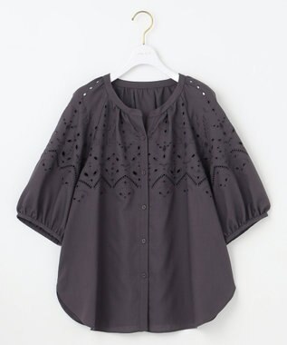 ANY SIS 【洗える】カットワークエンブロイダリー ブラウス スレート