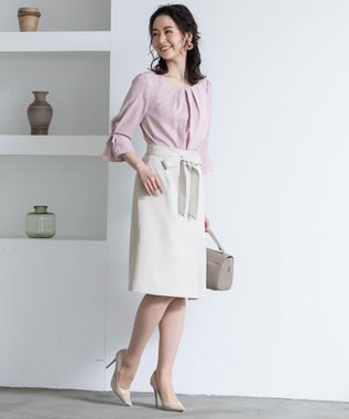 Tiaclasse 【洗える】快適な履き心地のダブルクロスセミタイトスカート グレージュ