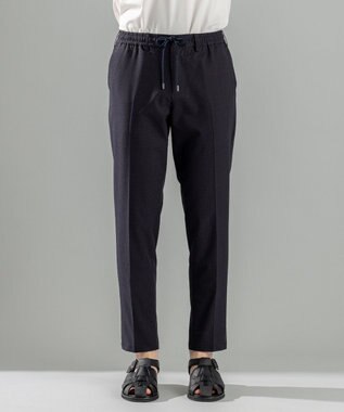 JOSEPH HOMME 新型・新柄【洗える/ストレッチ/シワになりにくい/セットアップ対応可】クールドッツストレッチ ドロスト付テーパードパンツ / PEGG CONVERTIBLE ネイビー系