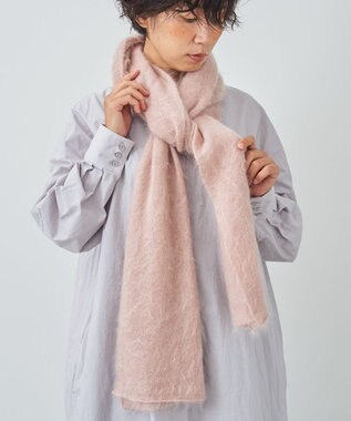 AND WOOL 【ファー加工】カシミヤ100％のストール ピンク