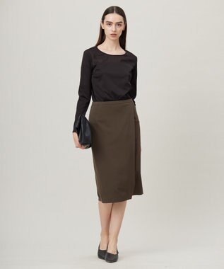 ICB L 【洗える】 PlaXフィラメントジャージー シアーコンビカットソー ブラック系