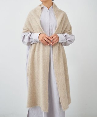 AND WOOL 【ファー加工】カシミヤ100％のストール ベージュ
