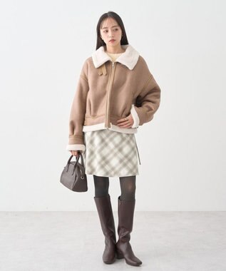 earth music&ecology フェイクムートンジャケット Beige