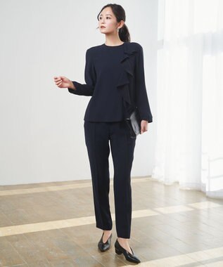 ICB 【洗える】 ライトダブルクロス ドロストパンツ ネイビー系