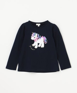 ANY KIDS ミラクルスパンコール長袖Tシャツ ネイビー（ユニコーン）