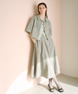 #Newans 【シワになりにくい】〈花乃まりあさんコラボ〉サーキュラースカート スモークグリーン