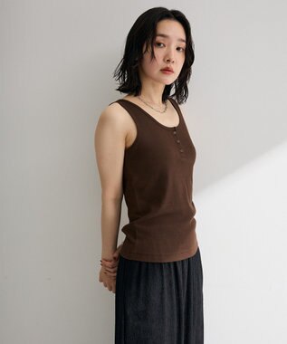 Green Parks ヘンリーネックタンクトップ Brown
