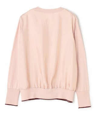 BEIGE， CHLOR / ウールシルクツイルドッキングVネックニット Pink