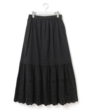 23区 【SLOW/一部店舗限定】フラワーエンブロイダリー スカート ブラック系