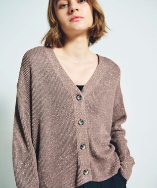 GRACE CONTINENTAL ラメニットカーディガン グレー