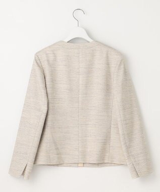 J.PRESS LADIES ライトツイードストレッチ ノーカラー ジャケット ベージュ系1