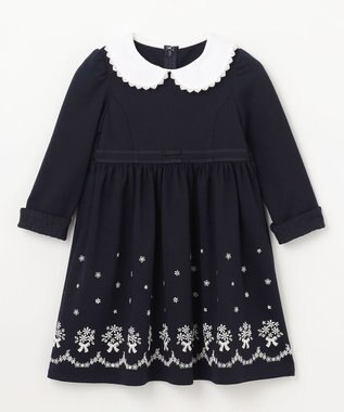 ANY KIDS 襟付き 長袖 ワンピース ネイビー