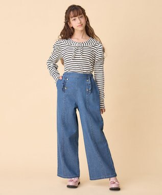 ANY KIDS リボン テレコボーダー Ｔシャツ ホワイト×ブラック