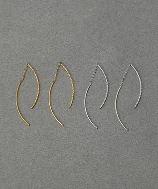 Phoebe 〈金属アレルギー対応〉クロスラインアメリカンピアス　ゴールド　ねじれ/ひねり/ステンレス ゴールド