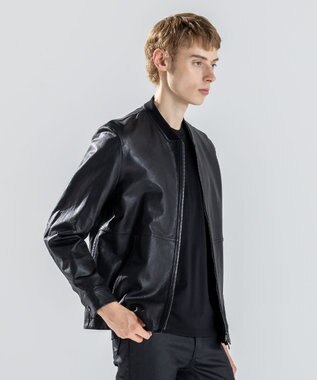 JOSEPH HOMME 新素材【シャツ感覚で羽織れる軽さ】シュリンクエアレザー　ブルゾン ブラック系
