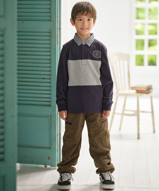 J.PRESS KIDS 【140-170cm】襟ストライプ ブロッキングポロシャツ ネイビー系2