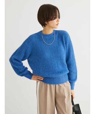 Green Parks フェザーモックネックニットプルオーバー Sax