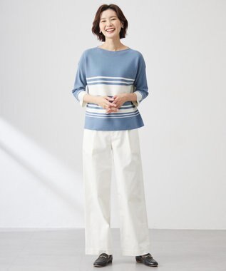 J.PRESS LADIES S 【洗える】20チノストレッチ ワイドパンツ ホワイト系