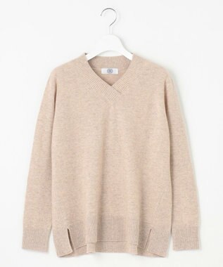 J.PRESS LADIES L 【洗える】CASHMERE BLEND Vネック プルオーバーニット トップベージュ系