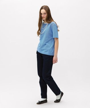 LENO THIN BORDER T-SHIRT / 細ボーダーTシャツ 《UNISEX》 WHITE×BLUE