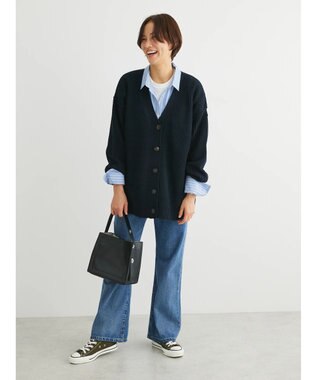 Green Parks 洗える　Ｖネックニットカーディガン Dark Navy