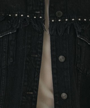 GRACE CONTINENTAL フリンジスタッズデニムジャケット ブラック
