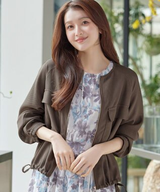 Tiaclasse メッシュジャガードノーカラーブルゾン