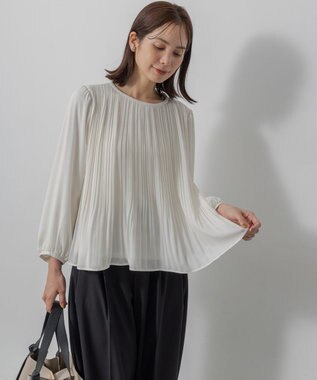 組曲 S 【WEB限定】ジョーゼットシフォンプリーツ ブラウス アイボリー系