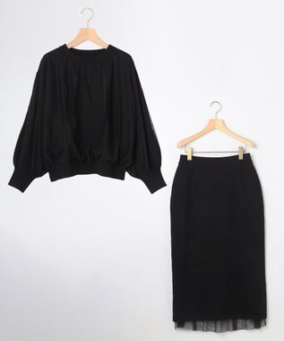 組曲 S 【WEB限定】チュールニット×リバーシブルスカート セット ブラック系