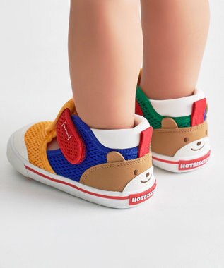 MIKI HOUSE HOT BISCUITS 【14-15cm】かかと顔 メッシュ セカンドベビーシューズ マルチカラー