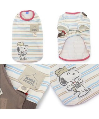 PET PARADISE スヌーピー お揃いTシャツ マルチボーダー 《ホワイト》 中型犬 大型犬 ホワイト