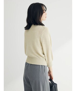 Green Parks ラメ５分袖コンパクトニットプルオーバー Gold