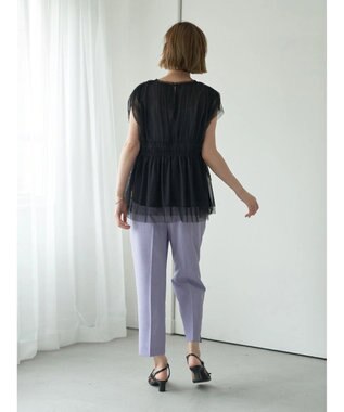 YECCA VECCA チュールギャザーブラウス Brown