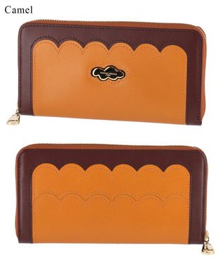 tsumori chisato CARRY スカラップコンビ ラウンドファスナー長財布 キャメル