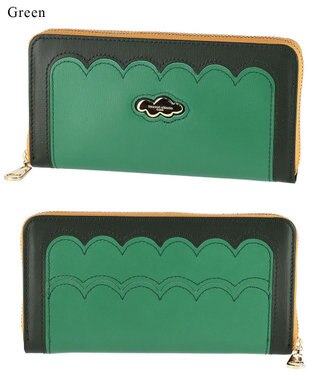 tsumori chisato CARRY スカラップコンビ ラウンドファスナー長財布 グリーン
