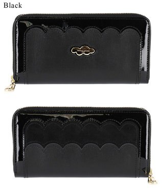 tsumori chisato CARRY スカラップコンビ ラウンドファスナー長財布 ブラック