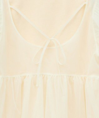 earth music&ecology ＳＥＴ２点チュールバルーンブラウス＋ロゴタンク Ivory