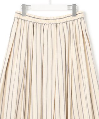 23区 【SLOW/洗える】コットンナイロンストライプ タックフレア スカート アイボリーストライプ