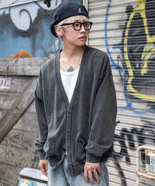 WEGO 【ユニセックス着用ITEM】ケミカルスウェットカーディガン ブラック