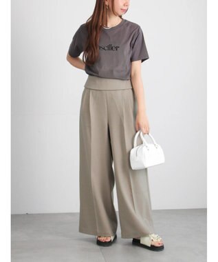 Te chichi フロッキープリントロゴTシャツ チャコールグレー