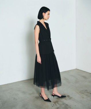 GRACE CONTINENTAL テーラーチュールワンピース ブラック