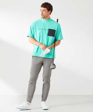 23区GOLF 【23Fondation/MEN】ストレッチメッシュ モック スカイブルー系