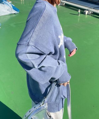 WEGO ヴィンテージウォッシュニットプルオーバー ブルー