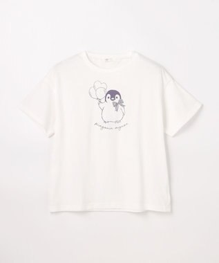 ANY KIDS 【綿100%/接触冷感】ひんやり オーバーサイズ アニマルTシャツ オフホワイト×ペンギン